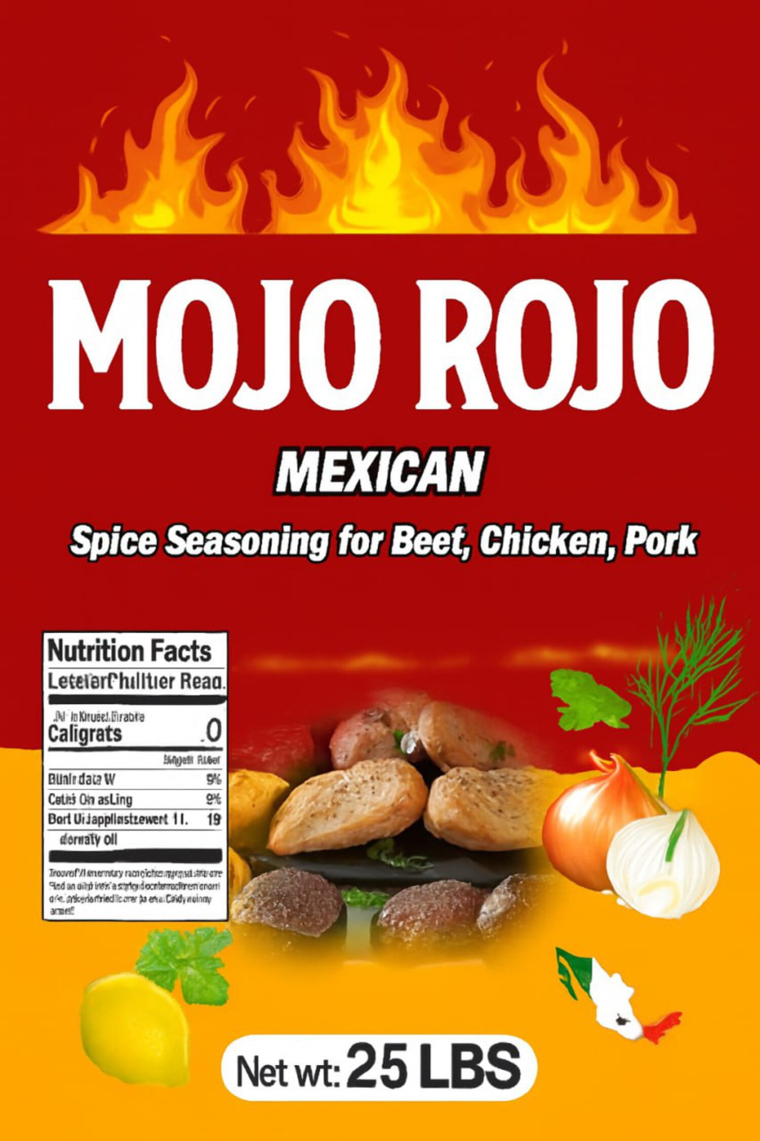 Mojo Rojo Polvo Sazonador 25lbs 10lbs Seasonings