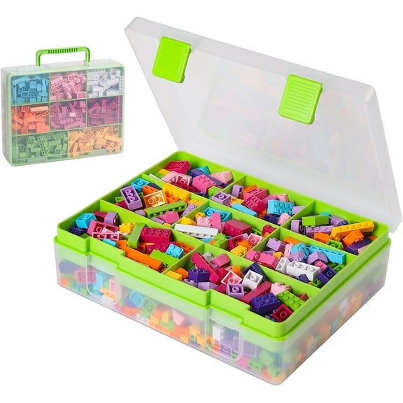 Douorgan Toy Storage Organizer for Lego Stackable Organizer Bins Portable Organizer Containers Storage Box Plastic Case for Bead Bracelet Making DIY Jewelry Nail Charms (Blue)