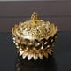 thumbnail image 4 of Quemador de incienso de flor de loto, estilo budista de Oriente Medio, aleación de zinc, bronce, mini incienso, artesanía de metal, decoración del hogar y el dormitorio. Style1 Gold, 4 of 5