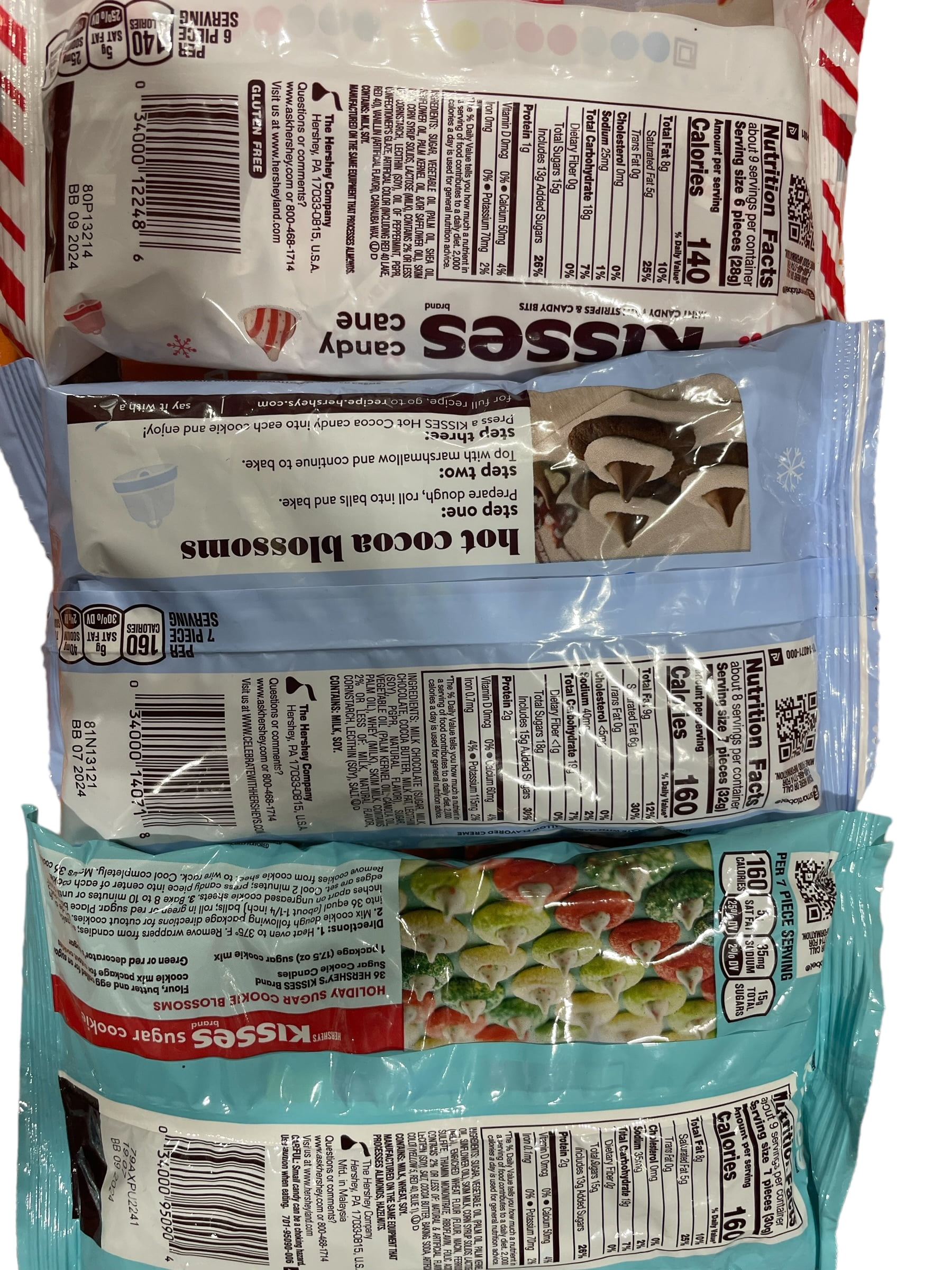 Hersheys Kisses Holiday Christmas Bundle - Limited Edition - Sugar Cookie, Hot Cocoa, Candy Cane