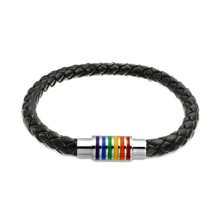 Braided Wire Bracelet - LGBTQ Pride Black Braided Leather Bracelet