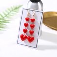 thumbnail image 6 of Cute Red Love Heart Pendant Earrings Sweet Temperament Dangle Earrings Long Earrings Statement Jewelry, 6 of 8