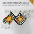 thumbnail image 4 of Yayeee Oven Mitts and Pot Holder Set of 2 Heat Resistant Kitchen Gloves Baking Hot Pad, Geometric Sun, 4 of 5