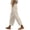 White, variant on hoksml Women's High Waist Drawstring Pants, Casual Cotton Trousers with Pockets and Side Cutout Detail