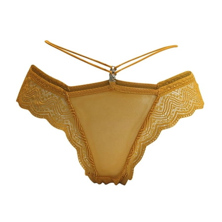 Bigersell Underwear Women Clearance Cheeky Underwear Women Boyshort Thongs Panty Style P-256 Cotton Boyshort Panties Lace Thong Briefs Mid Waist Women Cheeky Panties Yellow One Size