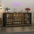 thumbnail image 2 of Industrial Coffee Bar Cabinet, Wine Bar Cabinet for Liquor and Glasses, Liquor Cabinet with wine Rack Storage, Wood Metal Sideboard Buffet Cabinet for Home Kitchen Dining, Rustic Brown 55 Inch, 2 of 9