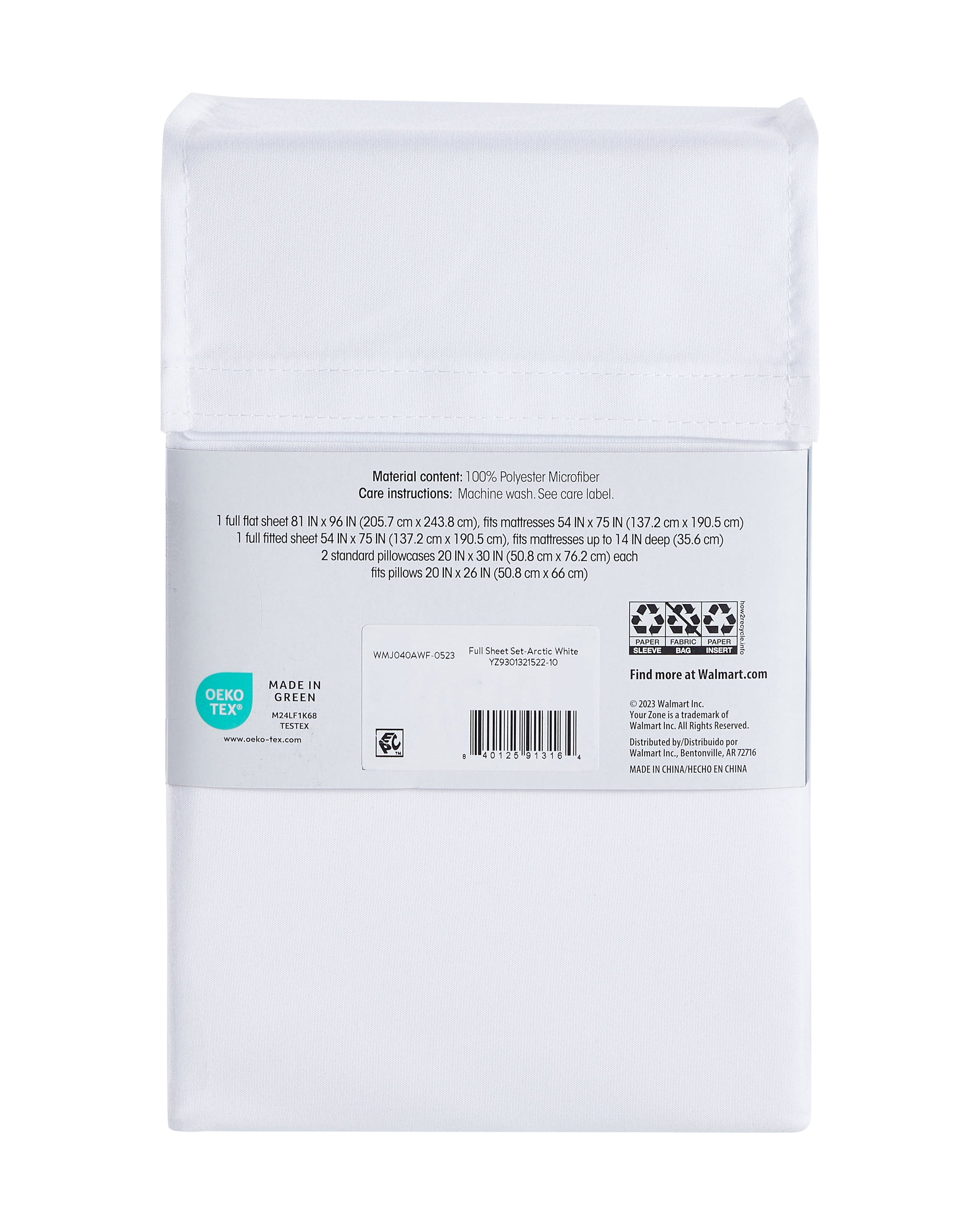 Your Zone Kids Soft Microfiber Sheet Set, White, Full, 4 Pieces, Easy Care