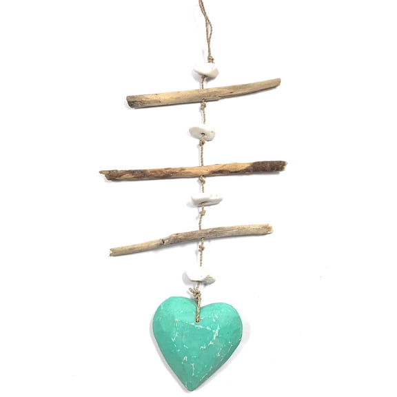 Driftwood Garland w/ Heart 20" Turquoise - Love | #lis3100650t
