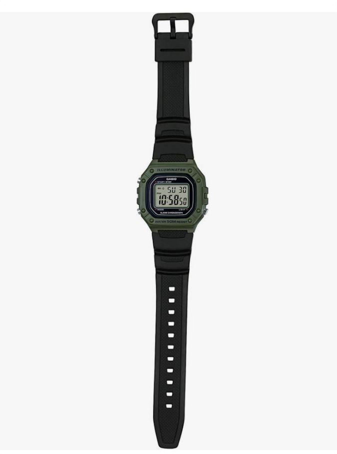 Casio Men's Youth W-218H-3AV Black Green Resin Quartz Sport Digital Watch