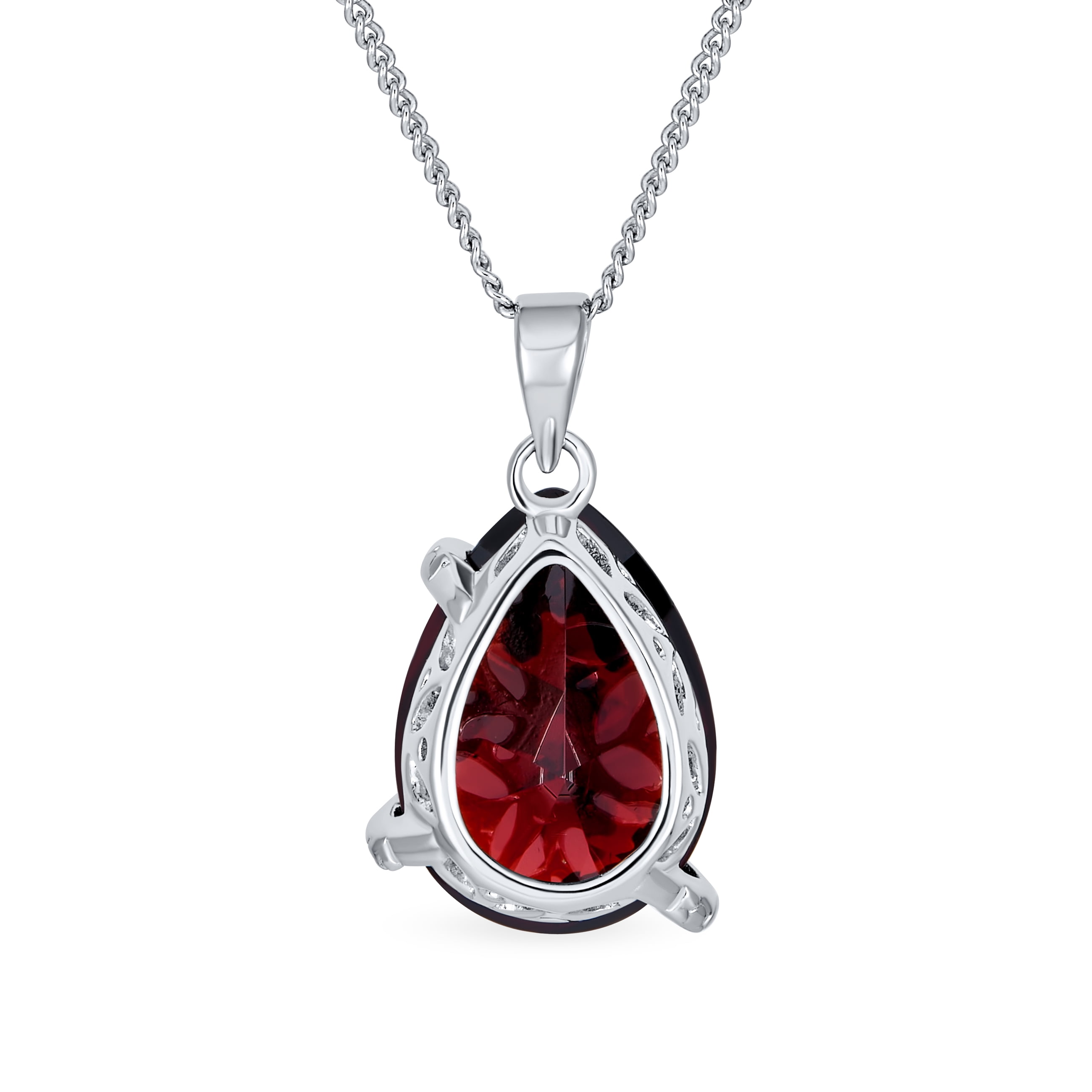 Bling Jewelry Red CZ Devil Heart Pendant Necklace Stud Earring Set