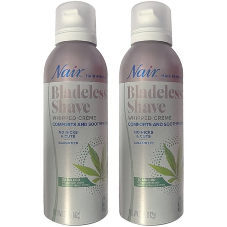 Pack of (2) NAIRNair Spray Bladeless Shave Whipped Cream Hair Remover  5 Oz