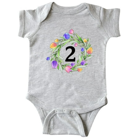 

Inktastic 2nd Birthday Tulip Flower Wreath Gift Baby Boy or Baby Girl Bodysuit