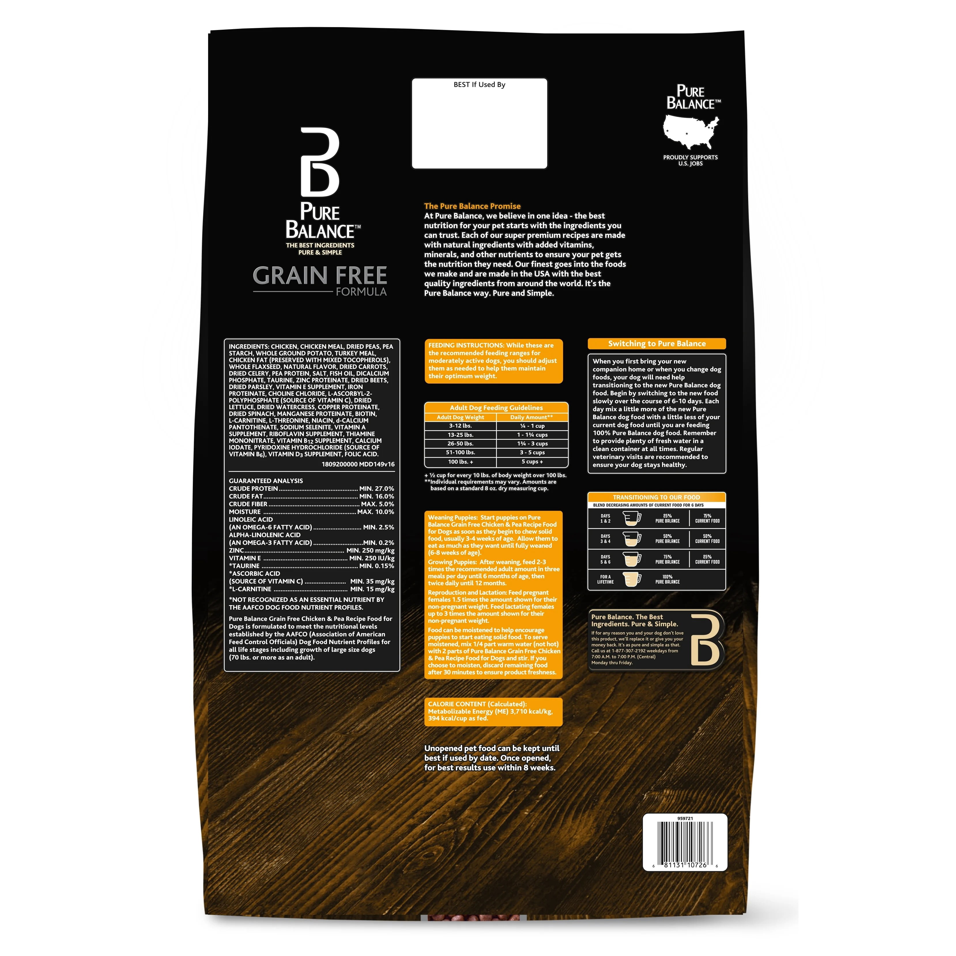 Pure Balance Grain-Free Chicken and Pea Dry Dog Food, 24 lb