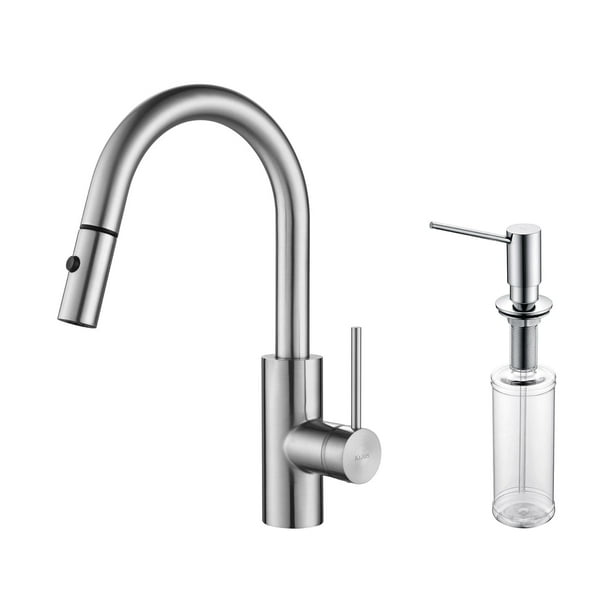 Kraus Kpf 2620 Oletto 1 Handle Pulldown Kitchen Faucet W Dispenser Chrome Chrome Finish Walmart Com Walmart Com
