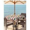 thumbnail image 3 of Outdoor Tablecloths with Umbrella Hole & Zipper, Colorful Checkered 54x54 Inch Square Tablecloths, Vintage Plaid Grid Geometric Beige Waterproof Table Cloth, Patio/Pool/Picnic Table Covers, 3 of 8