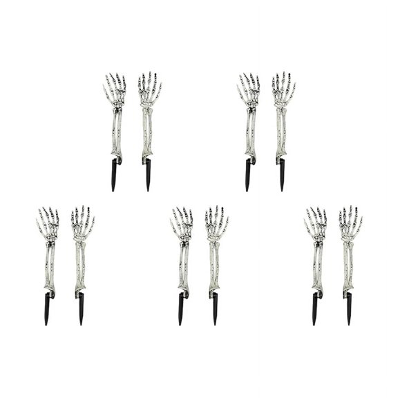 10 PCS Halloween Skeleton Decorations White Realistic Skeleton Stakes Skull Arm Yard Sign Halloween Decoration