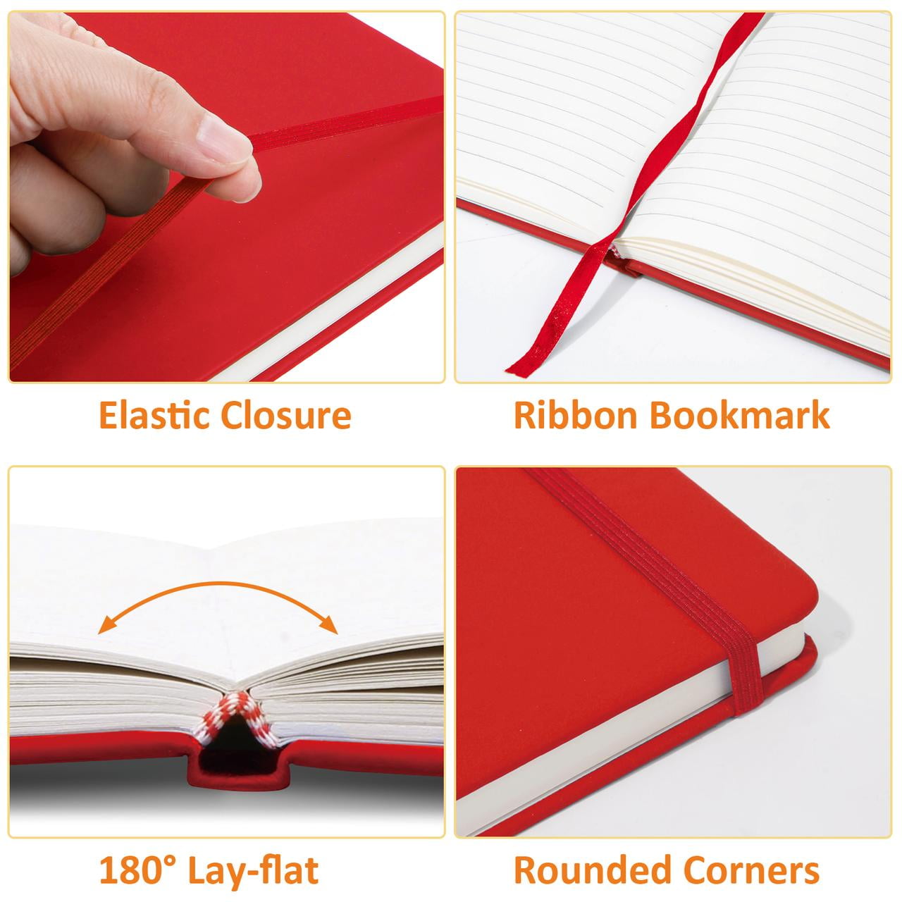 Comix Hardcover Notebooks,Lined Journal for Writing,Red, 240 Pages, 8.5 x 5.4 inch 6Pack
