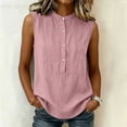 thumbnail image 5 of Alkepwun Tank Tops Women's 100%Cotton Sleeveless Round Neck Halft Button-Down Solid Color Loose Tank Lightweight Breathable Casual Loose Daily Vacation Shirts, 5 of 9