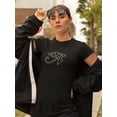 thumbnail image 2 of Horus Eye Symbol Of Protection Simple Line Drawing Women Black Yoga T-Shirt, Female x-Large, 2 of 4