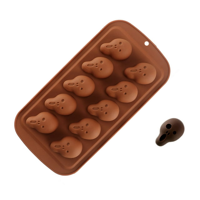 pitrice Halloween Silicone Mold Cake Chocolate Mold Baking Tool for DIY Puddings Candies Chocolates Skull Pattern