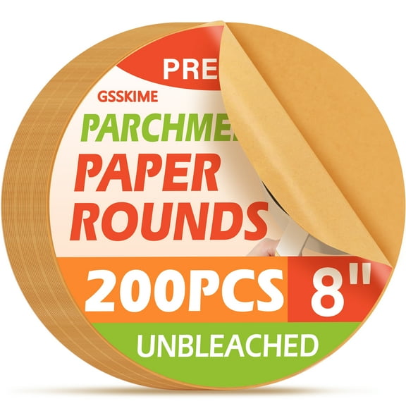 8 Inch Parchment Paper Rounds, 200Pcs Precut Baking Paper Sheets, Non-Stick Parchment Rounds for Baking Bread, Cake, Cookie and More