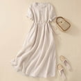 thumbnail image 2 of DGMIOCS Women's Solid Color Dress Polyester Casual a Line Dress White L, 2 of 3