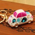 Fashion Rhinestone Jelly Color Beetle Car Model Keychain Female Korean