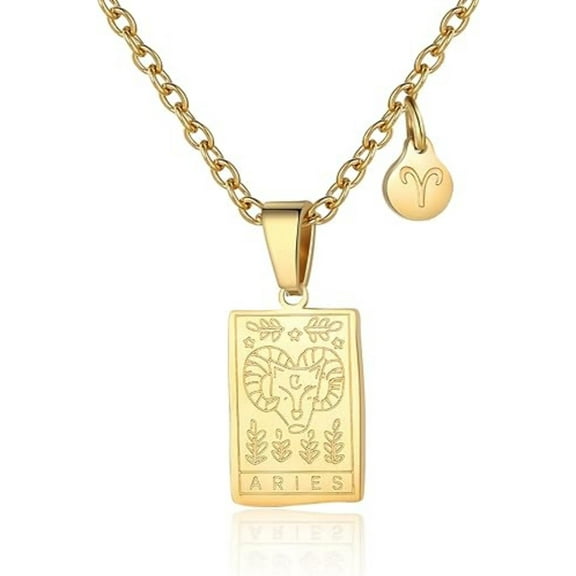 HESHPAWS Zodiac Necklace Women Constellation Tarot Card Pendant Gift for Motherday gift Virgo Taurus Scorpio Sagittarius Pisces Leo Libra Gemini Capricorn Cancer Aries Aquarius