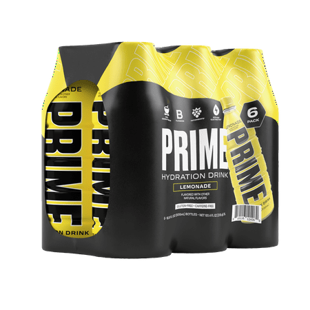 Prime Hydration Sports Drink, Lemonade, 16.9 fl oz, 6 Pack, Bottles