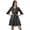 Black3, variant on Drawstring Mini Dress Printed Poly Crepe Women Ruffle Sleeve Shirt Dress