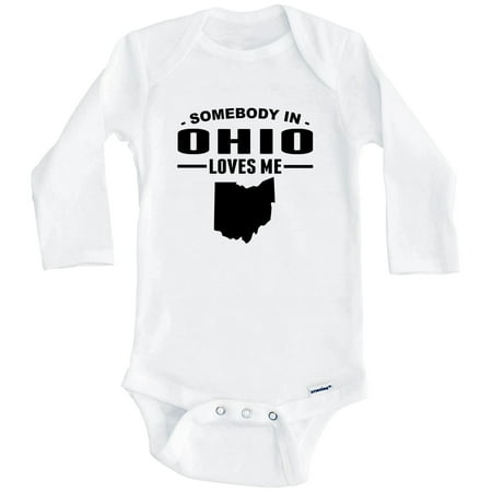 

Somebody In Ohio Loves Me One Piece Baby Bodysuit - Ohio Baby Bodysuit (Long Sleeve) 3-6 Months White