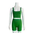 thumbnail image 1 of Conjunto de Yoga de Color sólido de alta elasticidad 2022, Top corto sin mangas y mallas cortas para gimnasio, chándal para mujer, ropa deportiva para correr, conjunto de 2 piezas Tan Jianjun  unisex, 1 of 2