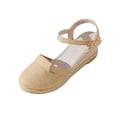 thumbnail image 6 of Xucatan Women's Canvas Espadrille Wedge Sandals, Round Toe Closed Toe Platform Shoes with Adjustable Ankle Strap, Rope Wrapped Chunky Sole Casual Summer Footwear, Versatile Solid Color Gift, 6 of 7