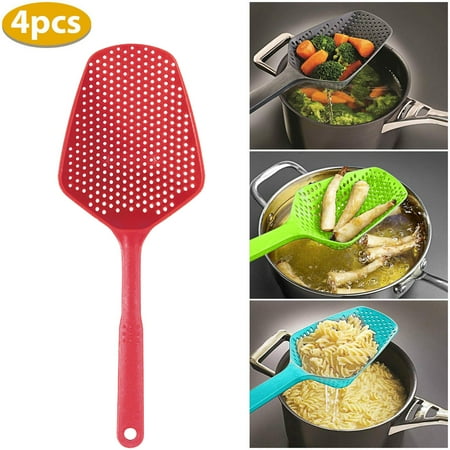 

4PC Kitchen Large Scoop Colander Pasta Heat Strainer Plastic Ice Scoop