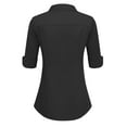 thumbnail image 4 of Zeagoo Womens 3/4 Sleeve Collared Button Down Shirt Summer Cotton Slim Fit Work Dress Shirts Office Formal Blouse, 4 of 6