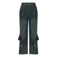 thumbnail image 6 of LEBONYARD Wide Leg High Waist for Women,Women's Fashion Retro Heavy Industry Washed Denim Jeans Deconstruction and Splicing Design Straight Leg Wide Leg Jeans Blue M, 6 of 7