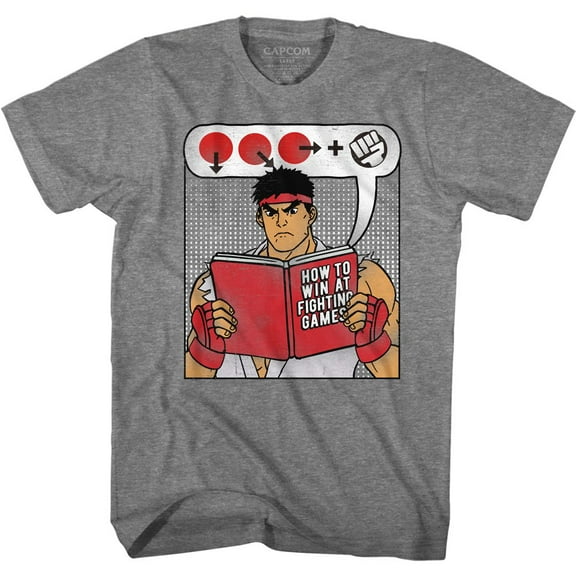 Street Fighter How To Win Book Graphite Heather Adult T-Shirt