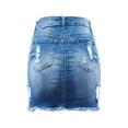 thumbnail image 4 of FashionMille Women Stretchy Slim Fit Distressed Short Denim Jean Mini Skirt, 4 of 4