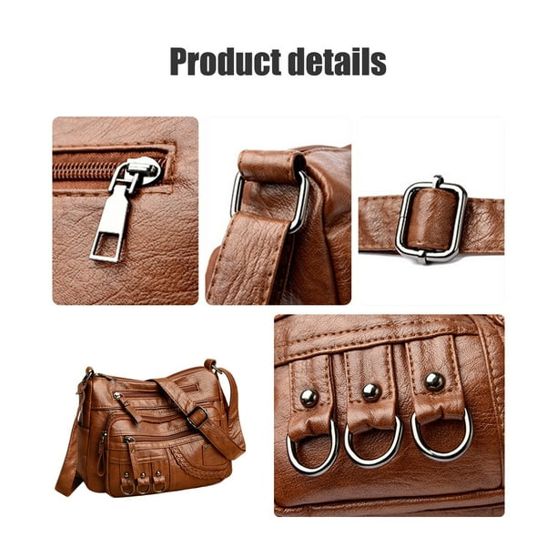 Chmadoxn Storage Trunks, Women Soft Washed Leather Shoulder Bag