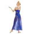 thumbnail image 3 of Jowowha Women Girls Lyrical Mesh Maxi Length Ballet Dance Dresses Spaghetti Strap Camisole Built-In Royal Blue L, 3 of 7