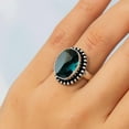 thumbnail image 3 of SATYAVIE JEWELLERY 925 Sterling Silver Ring, Handmade Silver Ring, Silver Oxidised Rings, Oval Cut London Blue Topaz Quartz Gemstone Ring for Women Ring Size US 5, 3 of 5