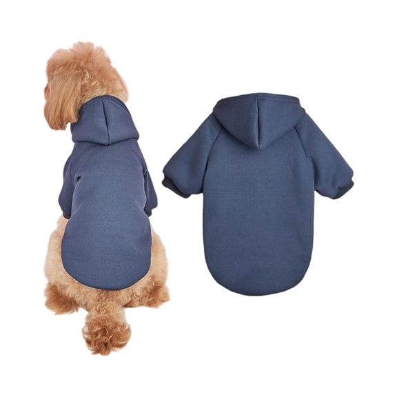 NovaStitch Dog Solid Color Jumpsuit Hooded Winter Dog Sweatshirt Blouse Adorable Puppy Coat for Small Medium Dogs Navy 2XL