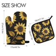 thumbnail image 2 of Yayeee Oven Mitts and Pot Holder Set of 4 Heat Resistant Kitchen Gloves Baking Hot Pad, Black Sunflower Pattern, 2 of 5