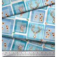 thumbnail image 3 of Soimoi Silk Fabric Bird & Reindeer Face Patchwork Print Fabric by The Yard 42 Inch Wide, 3 of 3