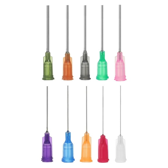 10 Pcs Different Gauge 1 Inch Blunt Tip Dispensing Needles for Adhesive Glue, Multicolored