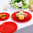 thumbnail image 4 of 250 Pcs Red Plastic Plates - Disposable Red Gold Dinnerware Set for 50 Guests, 50 Dinner/Dessert Plates,150 Gold Silverware for Party Wedding Birthday Christmas, 4 of 6