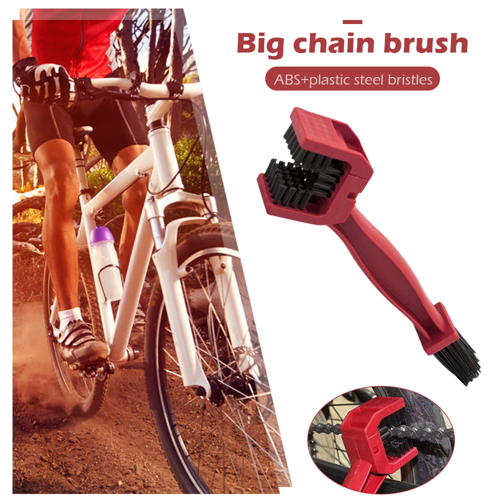 Bike Motorcycle Chain Cleaner Freewheel Scrubber Scrub Cleaning Brush Red 