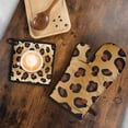 thumbnail image 5 of Gold and Brown Of Leopard Print Kitchen Oven Mitt and Pot Holder Sets 2 Pcs for Baking, Cooking and Grilling, Heat Resistant Up To 392 °F, 5 of 7