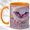 Orange, variant on Crescent Bat Coffee Mug, Floral Moon Mug, Ceramic 11 oz