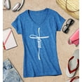 thumbnail image 3 of S4E Women's Jesus Cross Religious Slim Fit V-Neck T-Shirt X-Large Royal Blue, 3 of 4